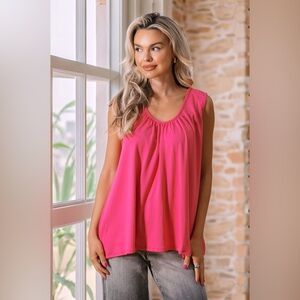 NWT P & Rose Hot Pink Sleeveless Tunic Top size small
